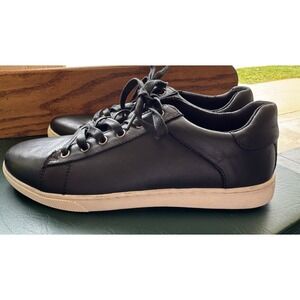 Jousen MilanMen's Casual Shoes Leather Dress Sneakers Breathable Black Size 10.5